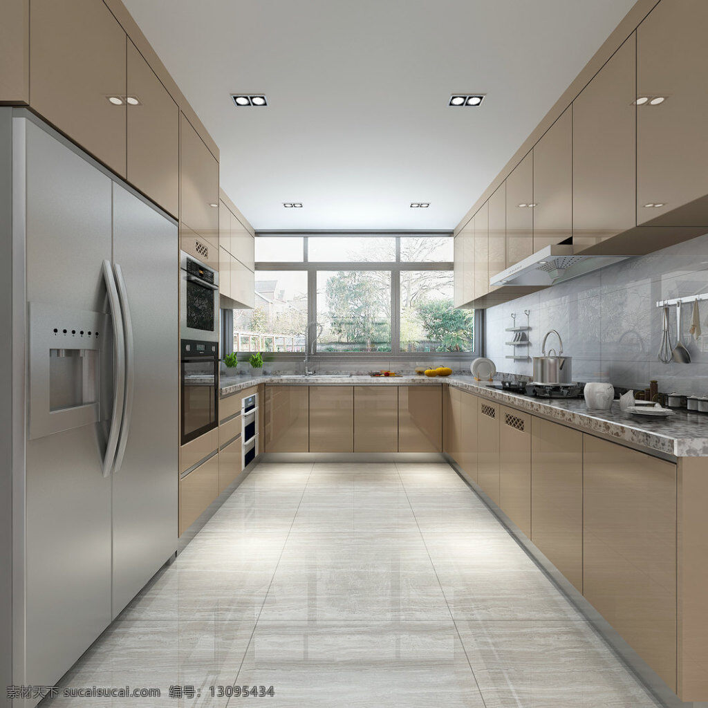 现代 简约 式 厨房 装修 效果图 大理石纹地板 室内 装修效果图
