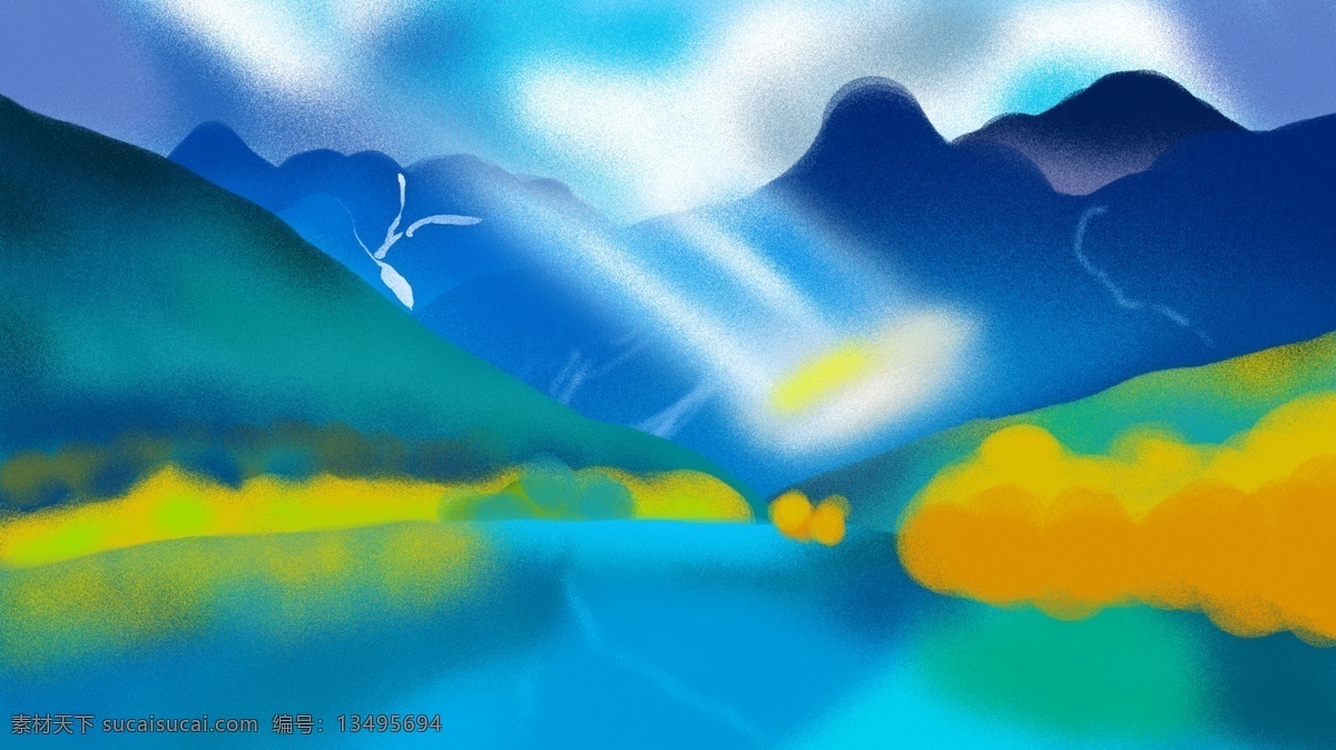 旅游 城市 云南 风光 插画 风景 香格里拉 景色