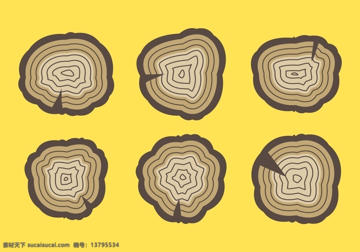 树木设计图 矢量 彩色 棕色 黄色