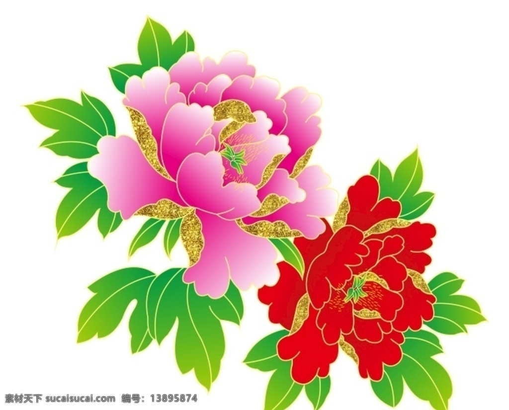 牡丹花 上伍图片 上伍 卡通牡丹 卡通牡丹花 中国风 古典元素 中国古典元素 矢量图 可编辑 可调色 卡通设计