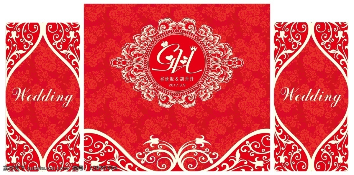 婚礼背景 红色 红色婚礼 背景 花纹背景 花纹 简单婚礼 婚庆类 分层