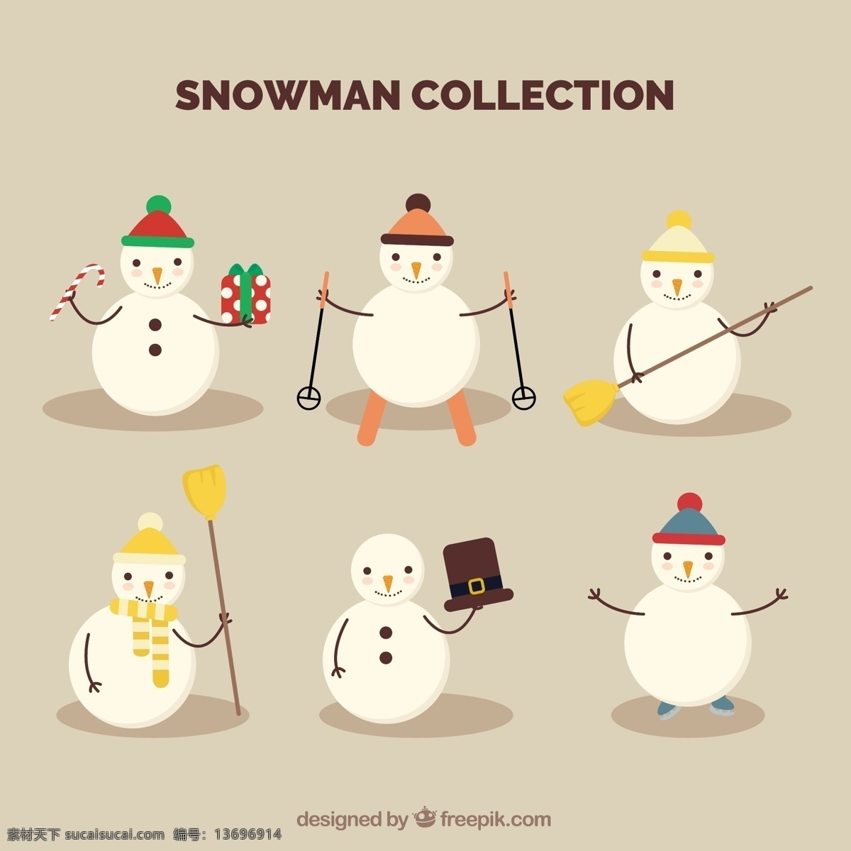 持有 不同 对象 分类 雪人 圣诞节 几何 礼物 新年 圣诞快乐 冬天 糖果 扁平 性格 新的帽子 装饰 平面设计 滑雪 今年 文化