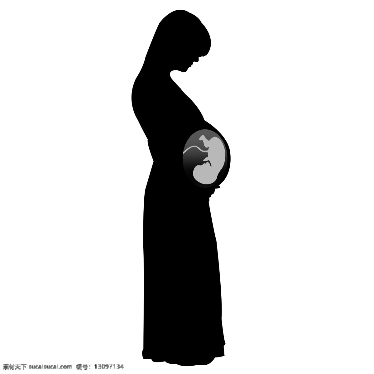 孕妇 带 婴儿 图 剪影 矢量 全身像 温柔 柔和 光影 矢量图 分层 黑白 插画