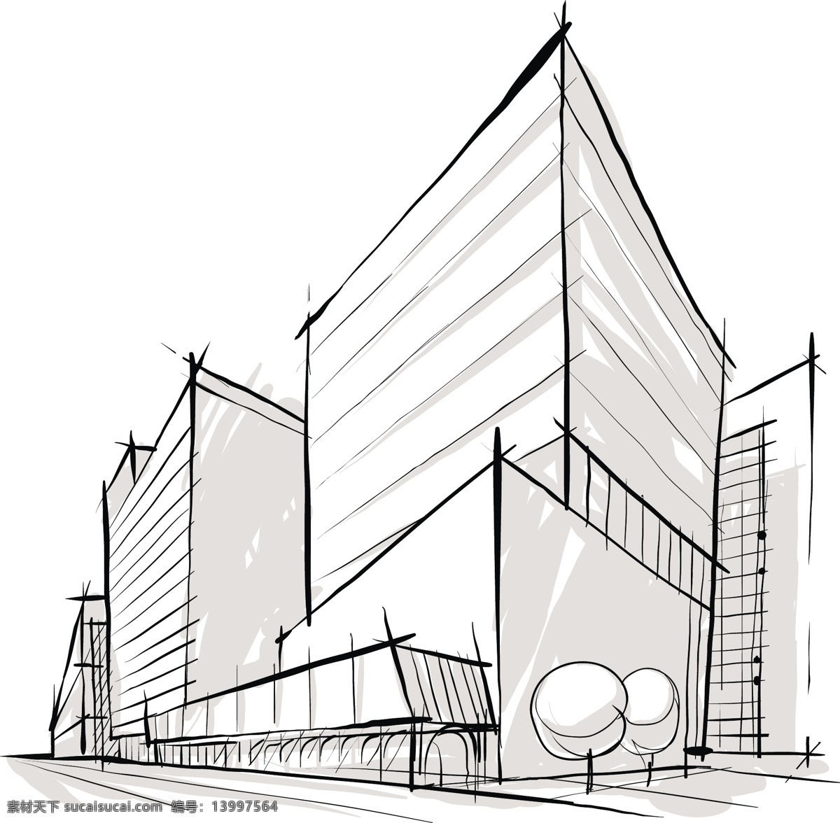 手绘城市街道 手绘图纸 手绘景观 城市建筑 手绘城市 抽象城市 房产广告 矢量素材 白色