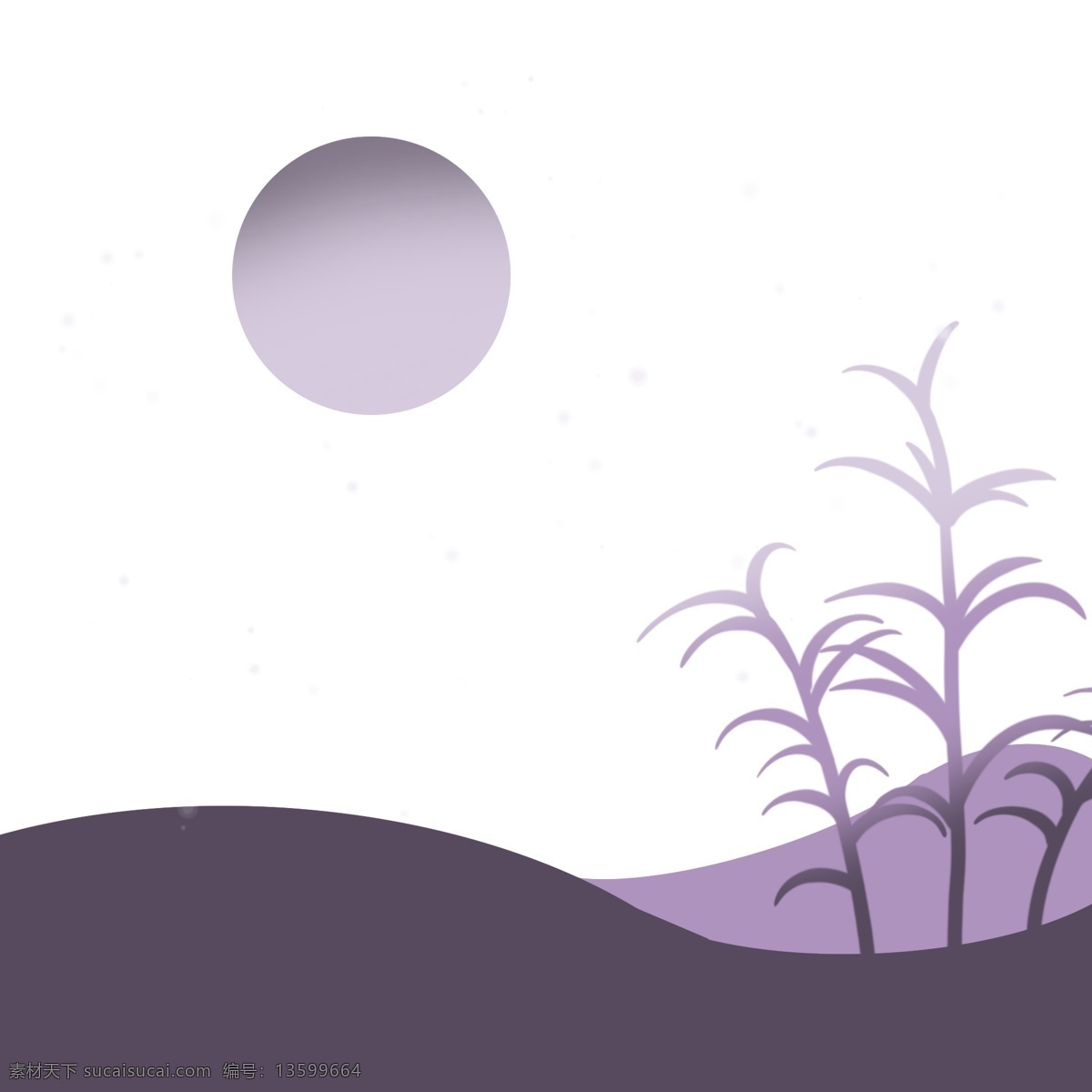 紫色 月夜 植物 小 清新 月亮 小清新 简约