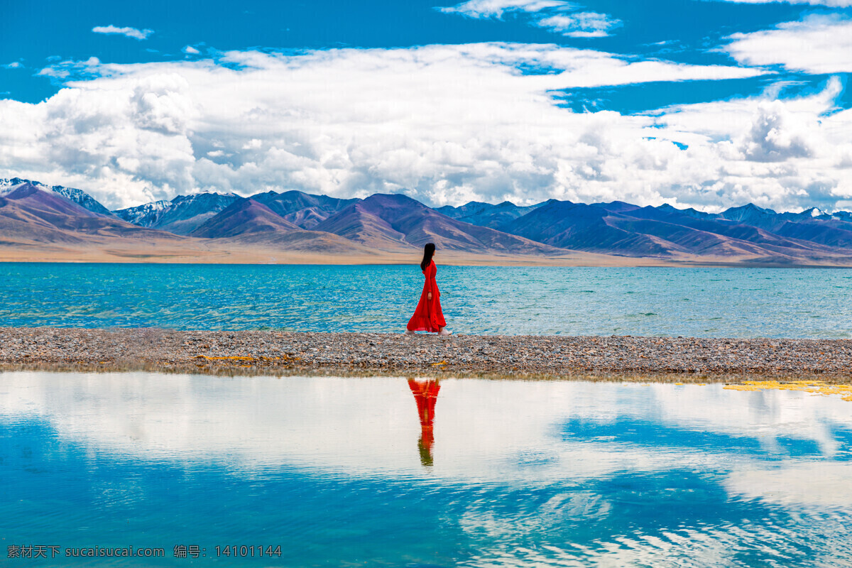 户外 美女 湖边 旅游 旅行 背景 素材图片 海报
