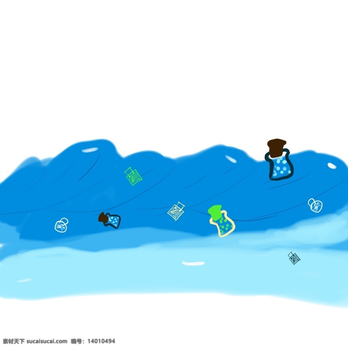 小 清新 蓝色 海洋 漂流 瓶 卡通 手绘 插画 小清新 小清晰 可爱的 蓝系色的海洋 漂流瓶 漂流物 卡通的 儿童