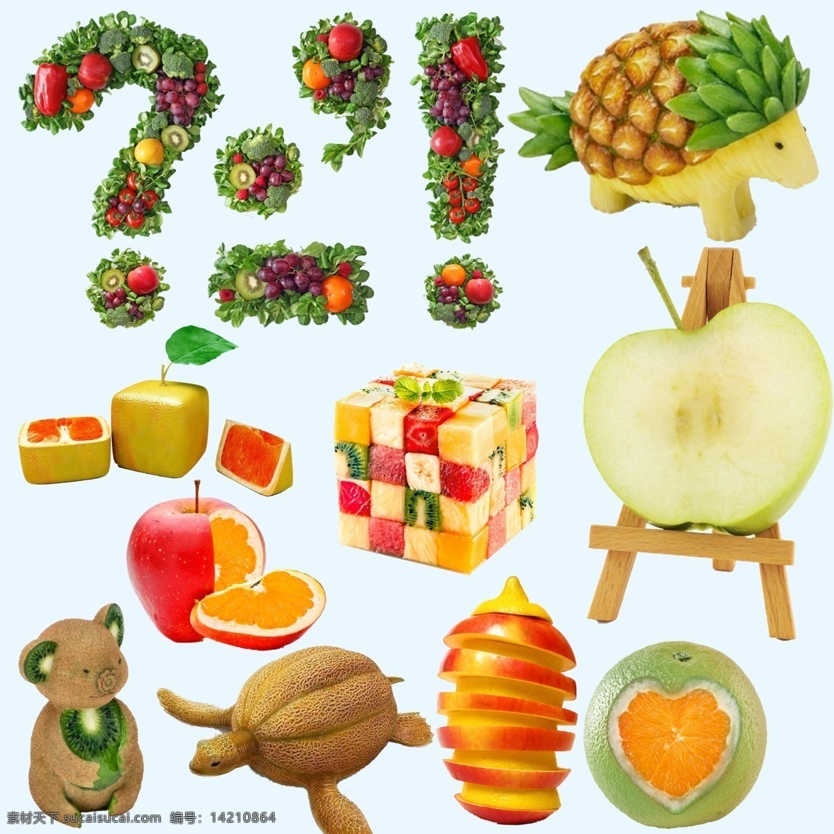 创意 水果 造型 创意水果 水果造型 水果拼图 水果符号 水果动物造型 好吃的水果 创意水果素材 白色