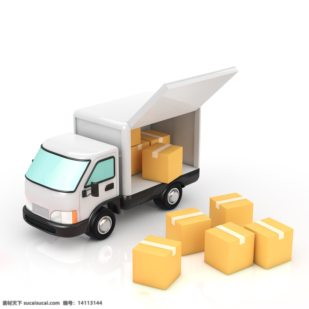 送货 汽车 货车 卡车 箱子 纸箱 交通工具 汽车图片 现代科技