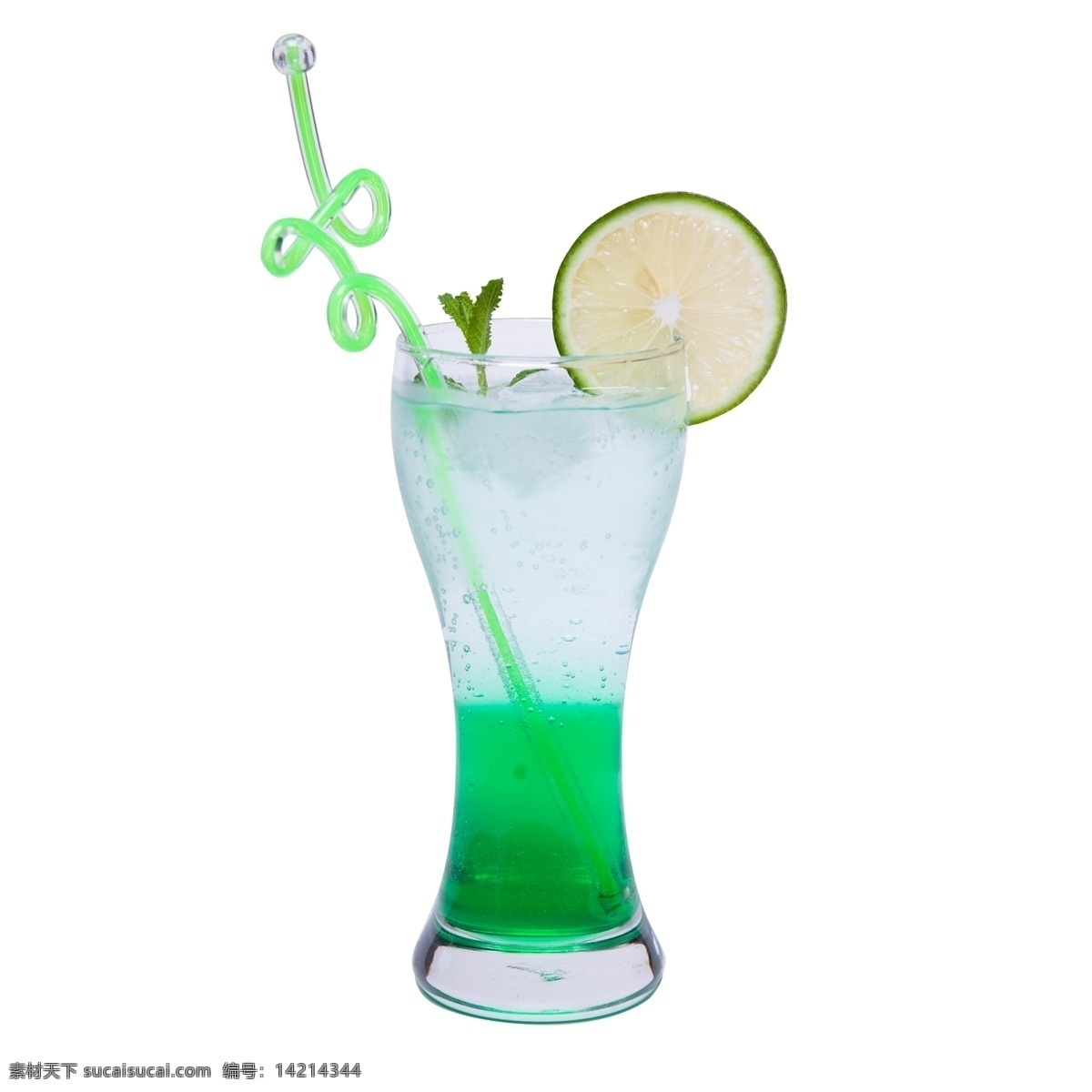绿色 玻璃 鸡尾酒 饮料 元素 质感 吸管 喝的 气泡 反光 透明 真实 水果 酸酸的 维生素