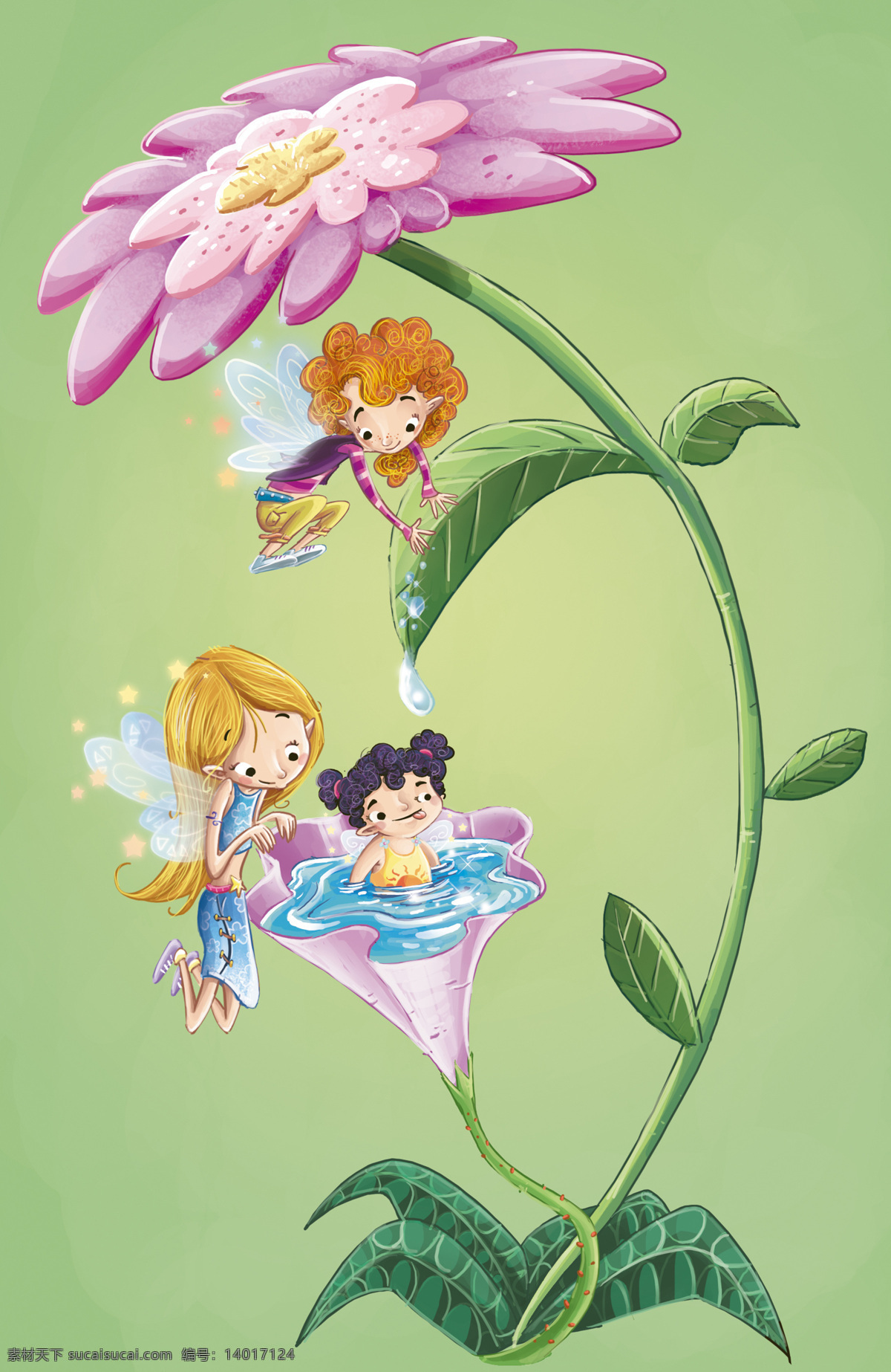 卡通 儿童 插画 背景 花朵 女孩 男孩 植物 手绘 儿童插画 插画背景 卡通背景 其他类别 生活百科