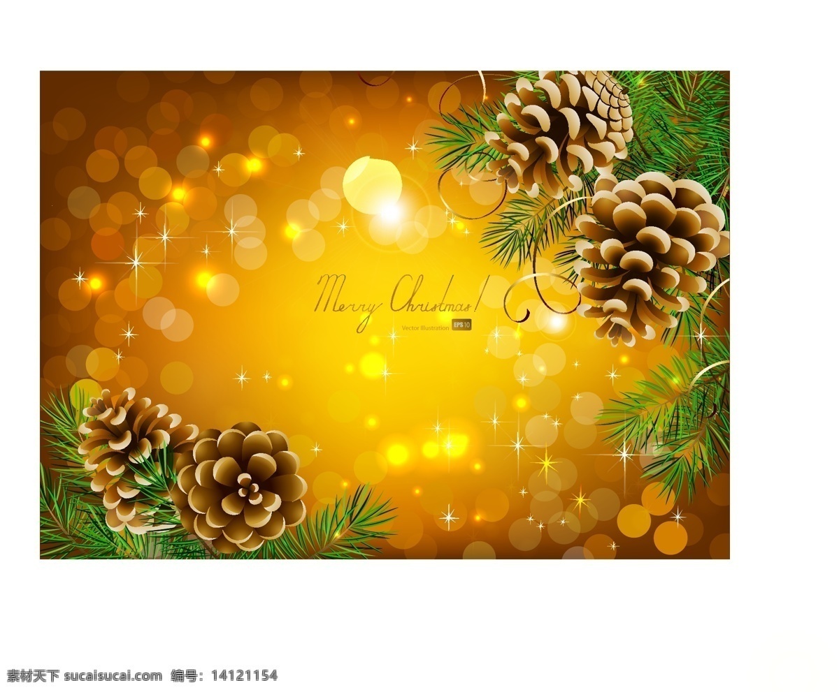 矢量 精美 松果 圣诞 背景 彩球 蝴蝶结 圣诞节 矢量素材 松枝 节日素材