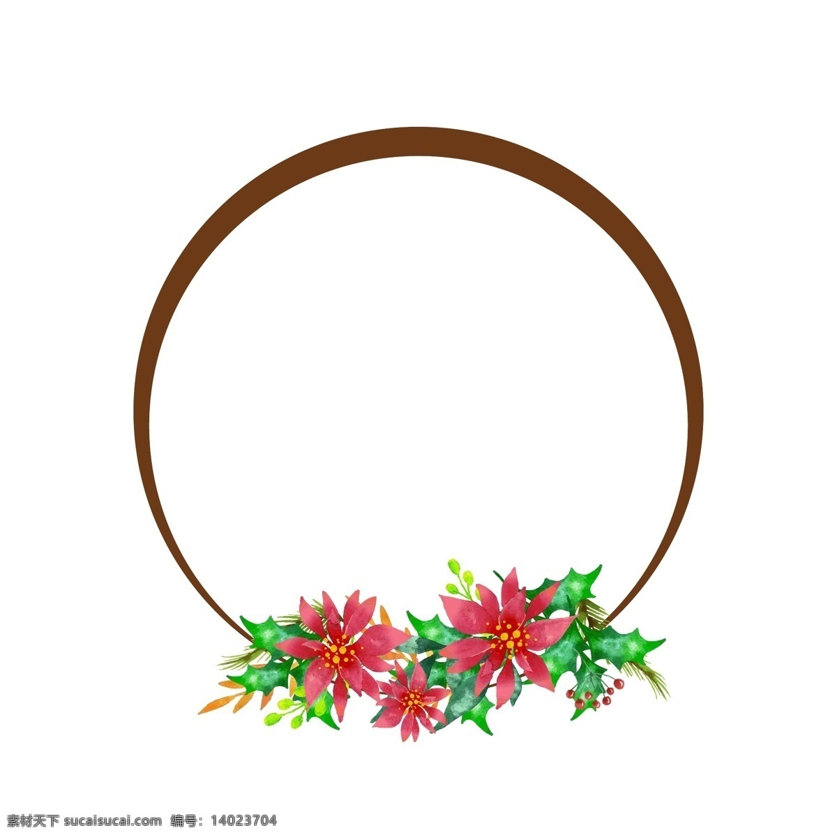 手绘 风格 植物 花环 商用 花朵 手绘花环
