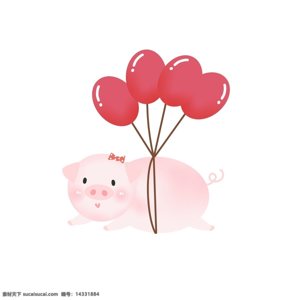 手绘 可爱 气球 猪年 猪 形象 元素 可爱小猪 小猪形象 手绘小猪 飞天小猪 猪年小猪
