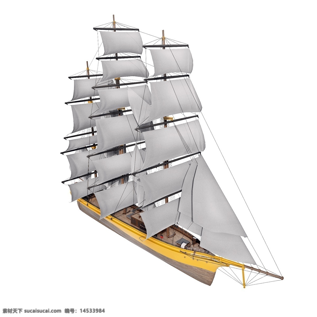 立体 大船 图 复古 精致 仿真 帆船 夏季 出海 航行 质感 套图