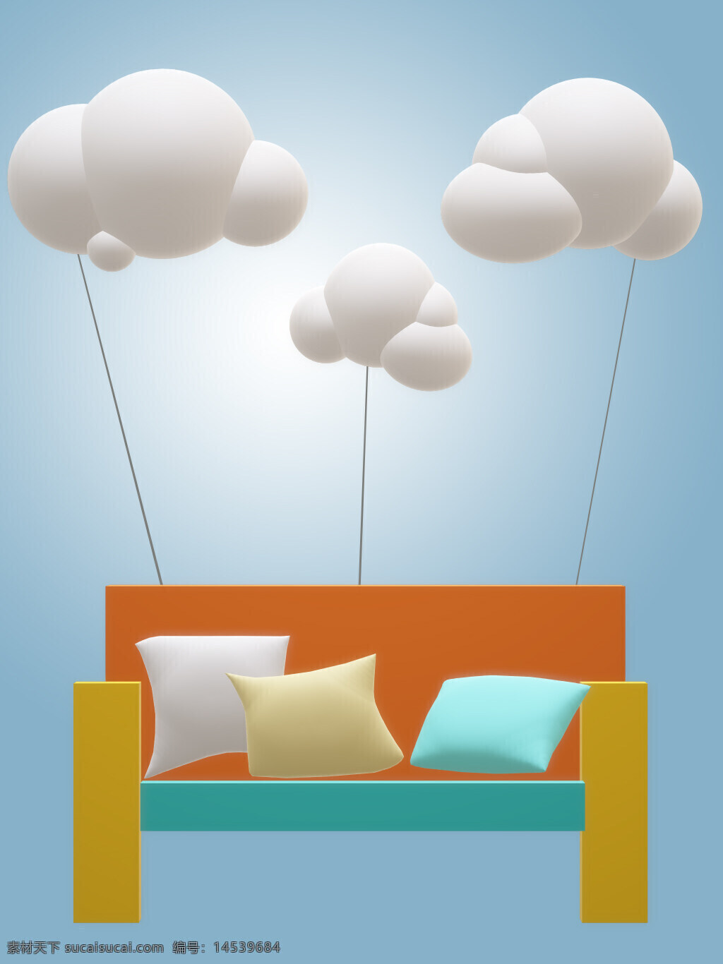 3d 云朵 悬浮 沙发 糖果色 家具 创意