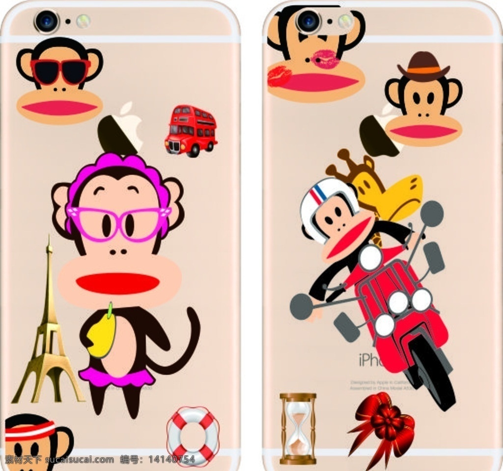 彩绘手机壳 iphone 时尚 彩印 打印 卡通 动物 大嘴猴 sky 现代科技 数码产品