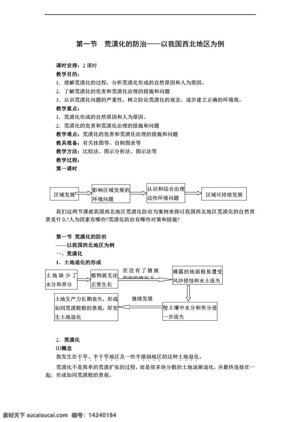 地理 人教 版 必修 荒漠化 防治 我国 西北地区 例 课时1教案 人教版 必修3 教案