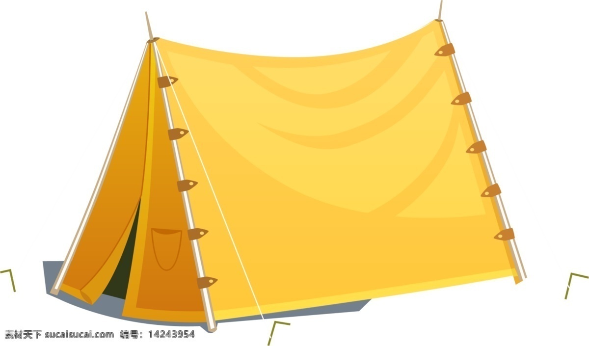 帐篷 免 扣 黄色帐篷 简约手绘 户外旅游