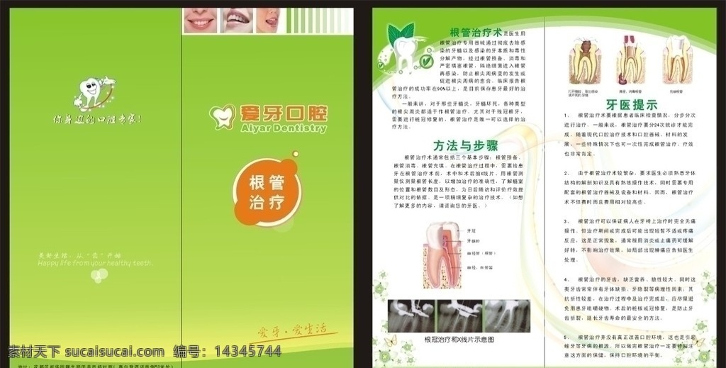 根管治疗折页 根冠 治疗 x 片 示意图 医疗保健 生活百科 矢量