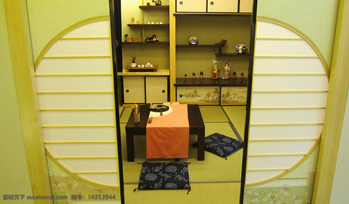 日式 房间 推拉门 坐垫 家居装饰素材 室内设计