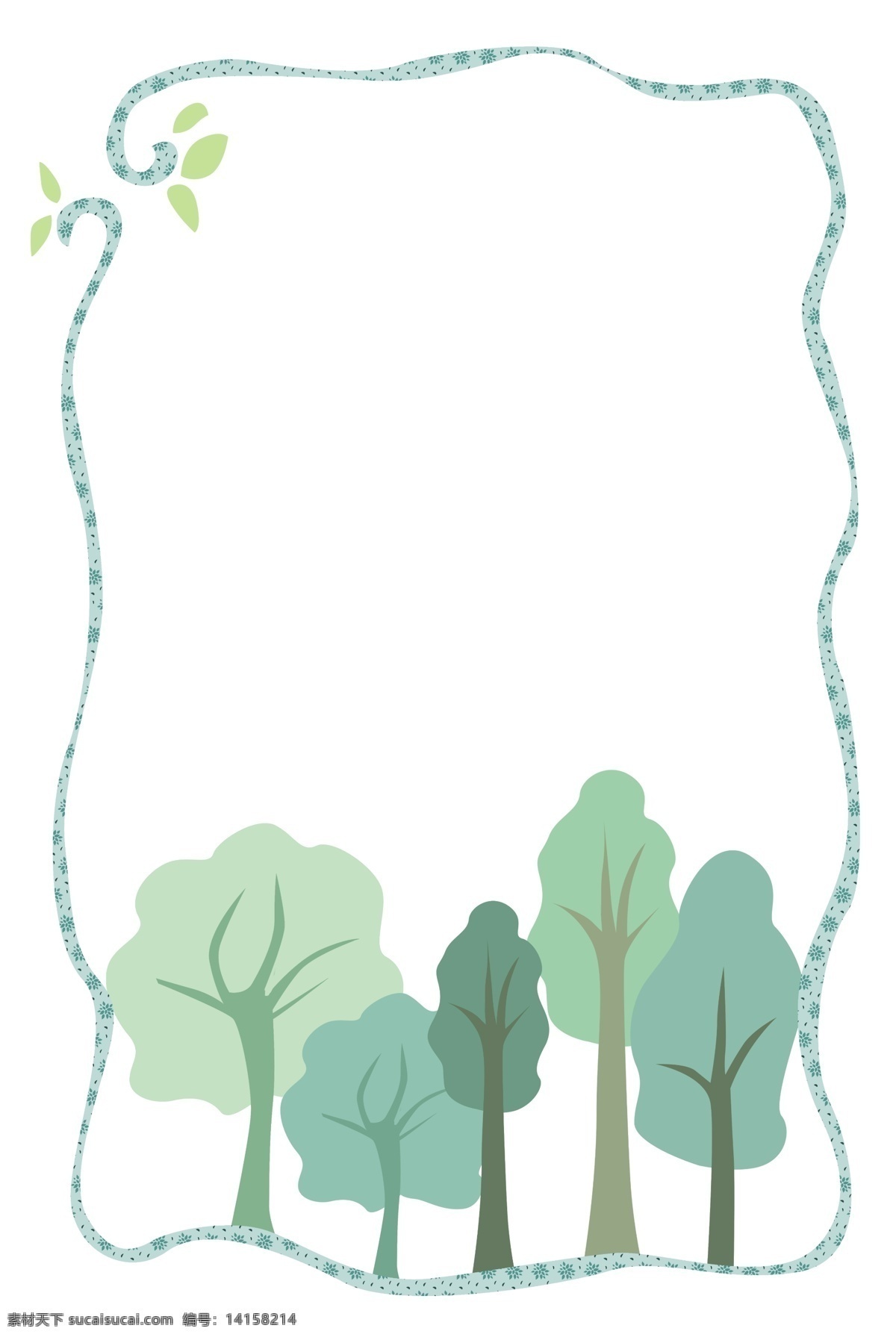 小 树林 绿色 边框 森系 竖版花边 小树林 树木 绿色边框