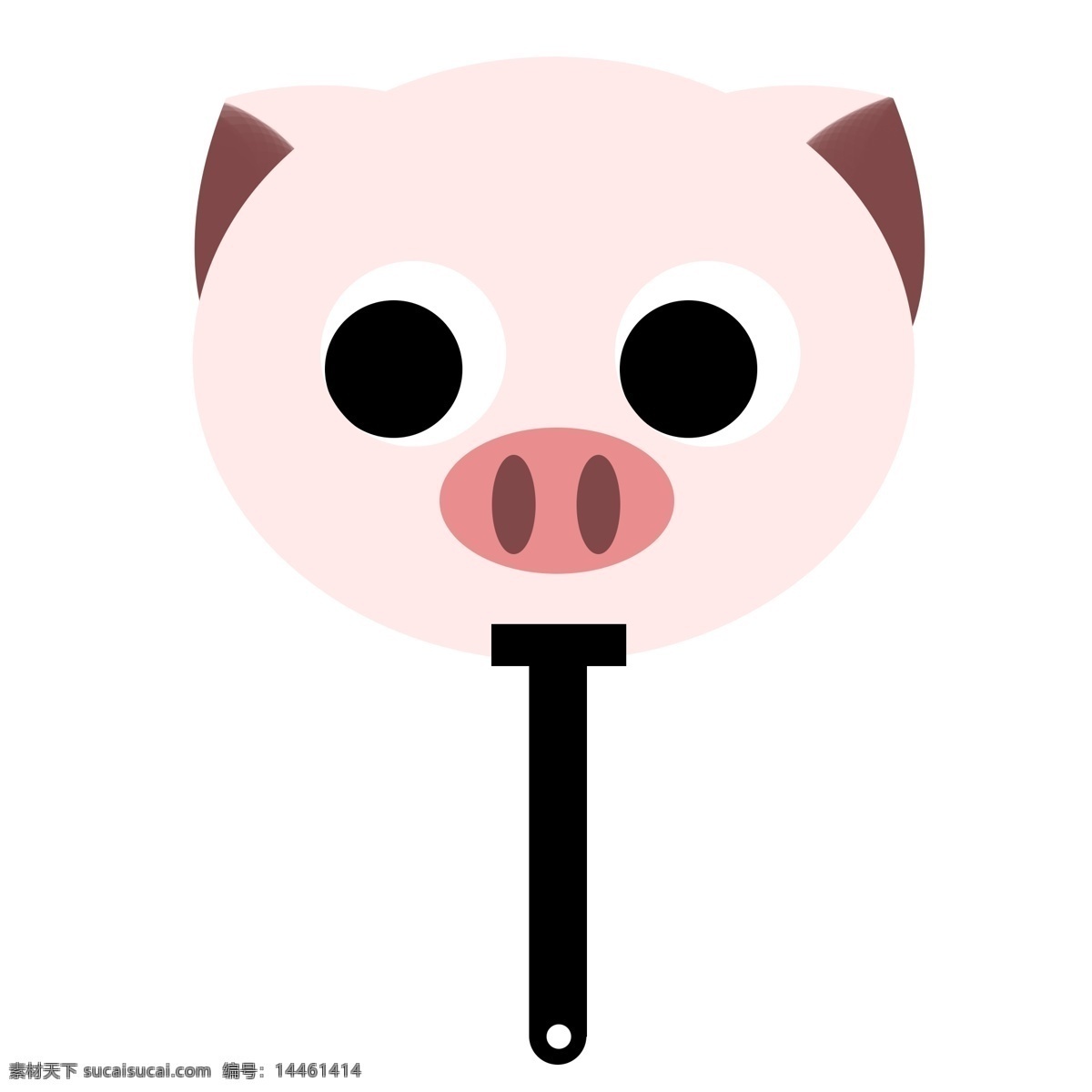 卡通小猪扇子 扇子 淡粉色 小猪