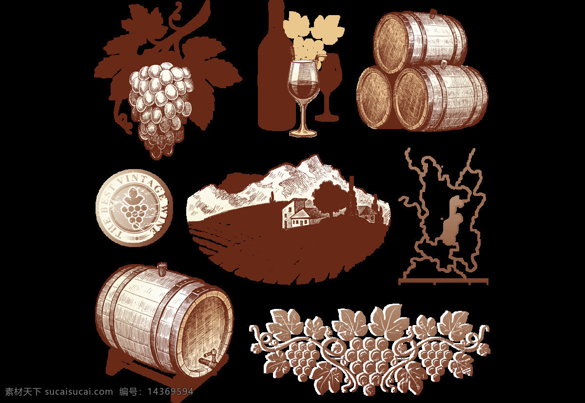 葡萄酒 制作 全过程 图示 元素 过程展示 葡萄酒制作 免 抠 透明