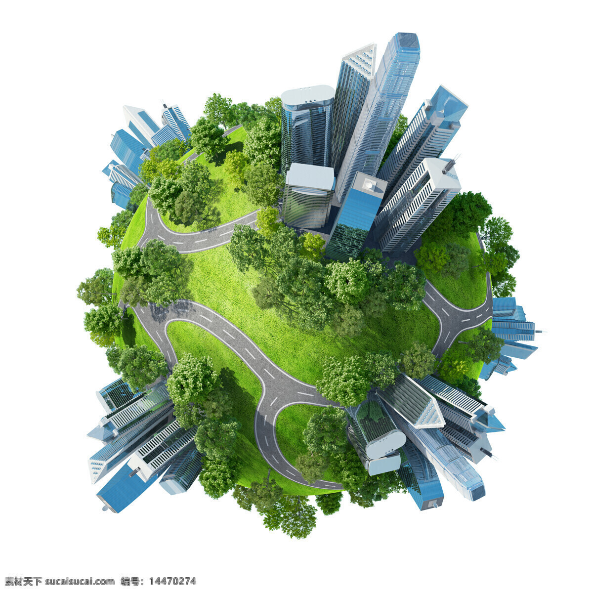 创意 高楼大厦 地球 城市 极坐标 地球保护 绿色环保 生态保护 环境保护 自然风景 自然景观 白色