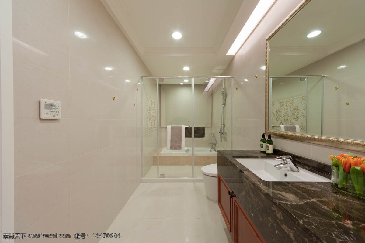 现代 时尚 浴室 瓷砖 背景 墙 室内装修 效果图 浴室装修 瓷砖背景墙 深色桌面 深色柜子