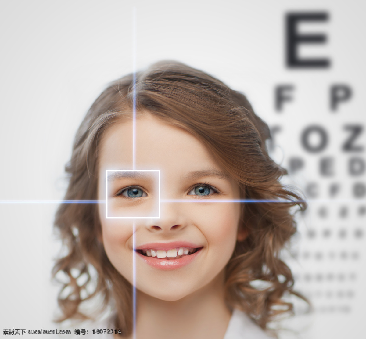 可爱 外国 女孩 儿童 孩子 视力 眼科 视力测试卡 医疗护理 现代科技