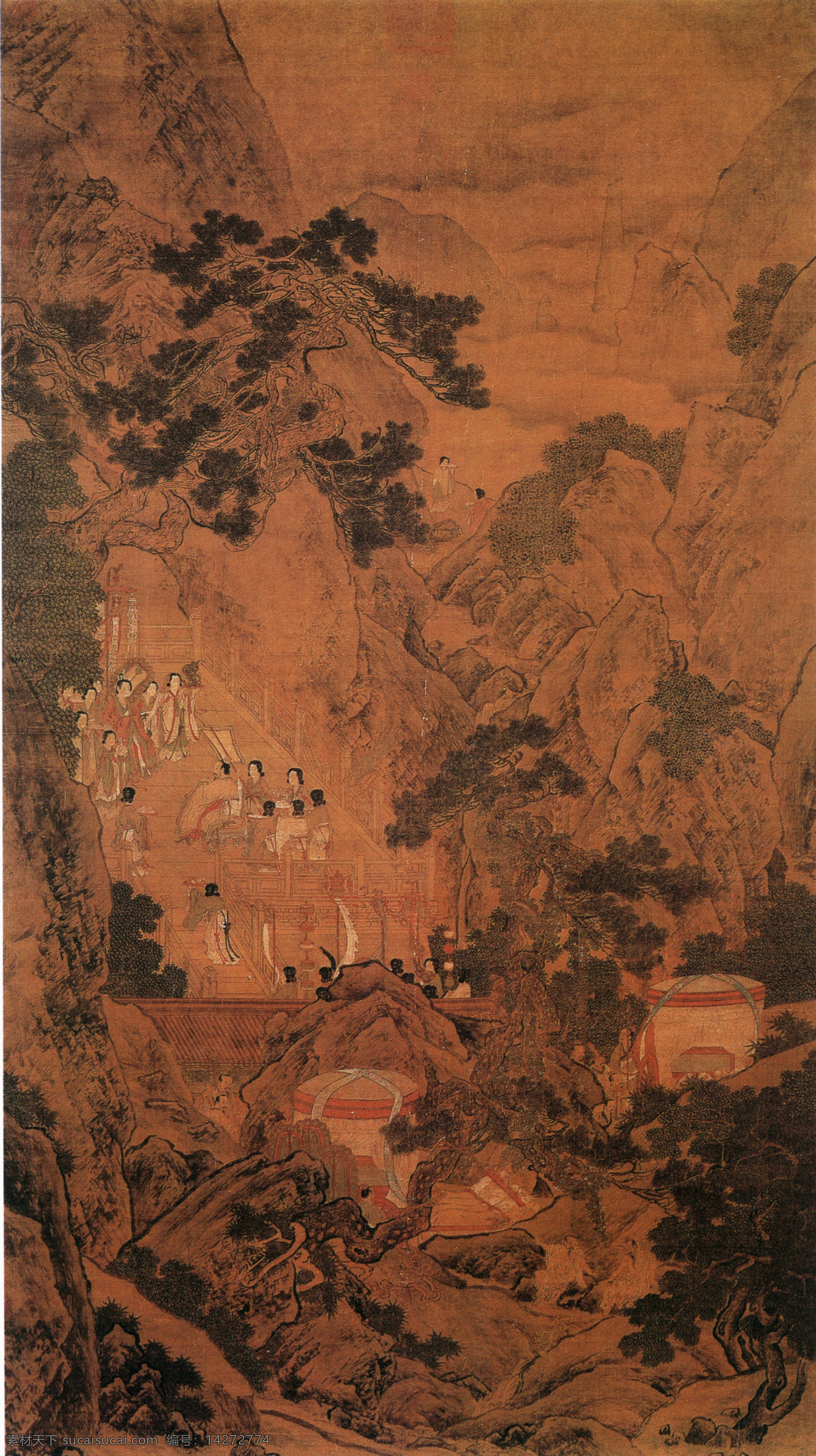 山水 名画 书画 瑶池 献寿 图 古画 山水画 书画真迹 中国水墨画 瑶池献寿图 文化艺术