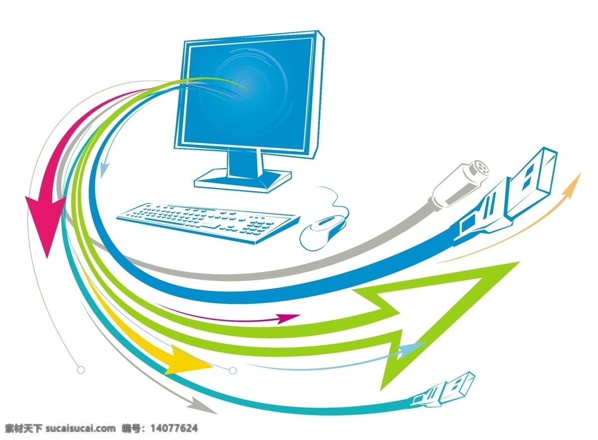 电脑科技主题 电脑科技 主题 插画 矢量 eps格式 矢量电脑 显示器 箭头 线 矢量素材 现代科技 通讯科技 矢量图库