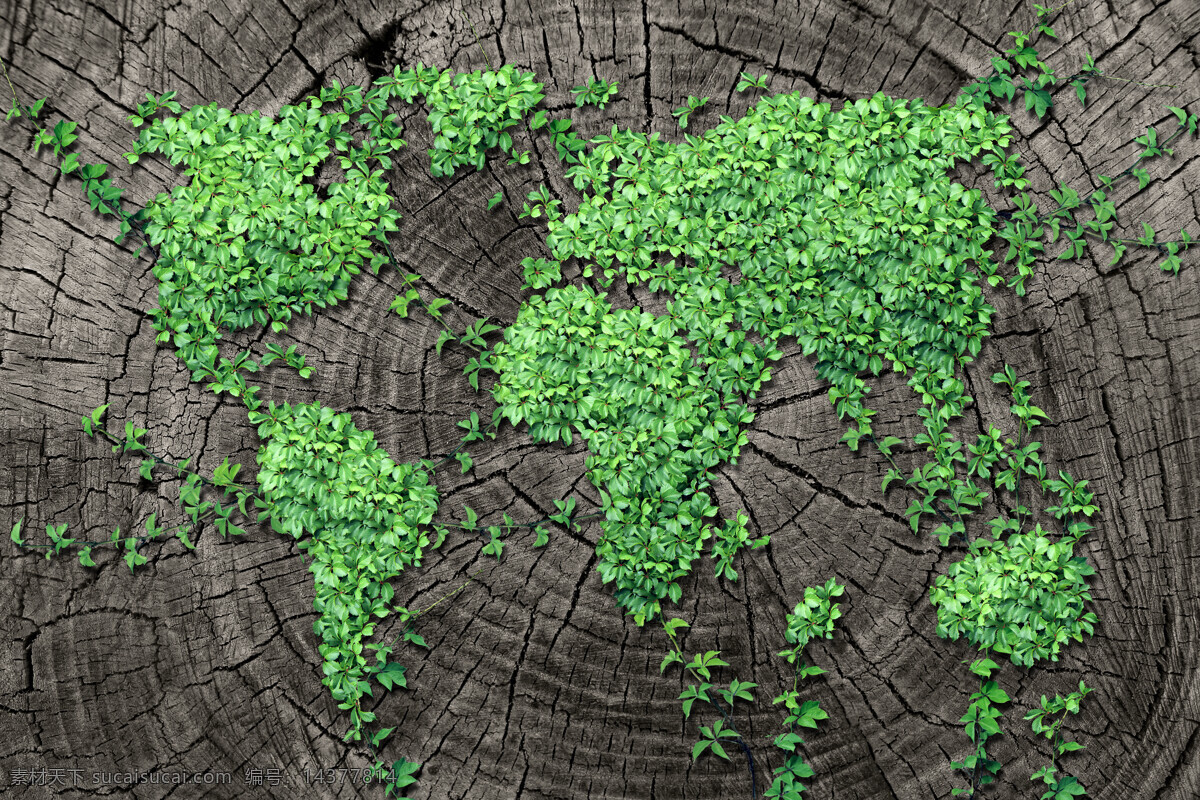 创意 绿色 世界地图 木板 年轮 绿色环保 地球 环保 地球生态 环保草地 环境设计 其他设计