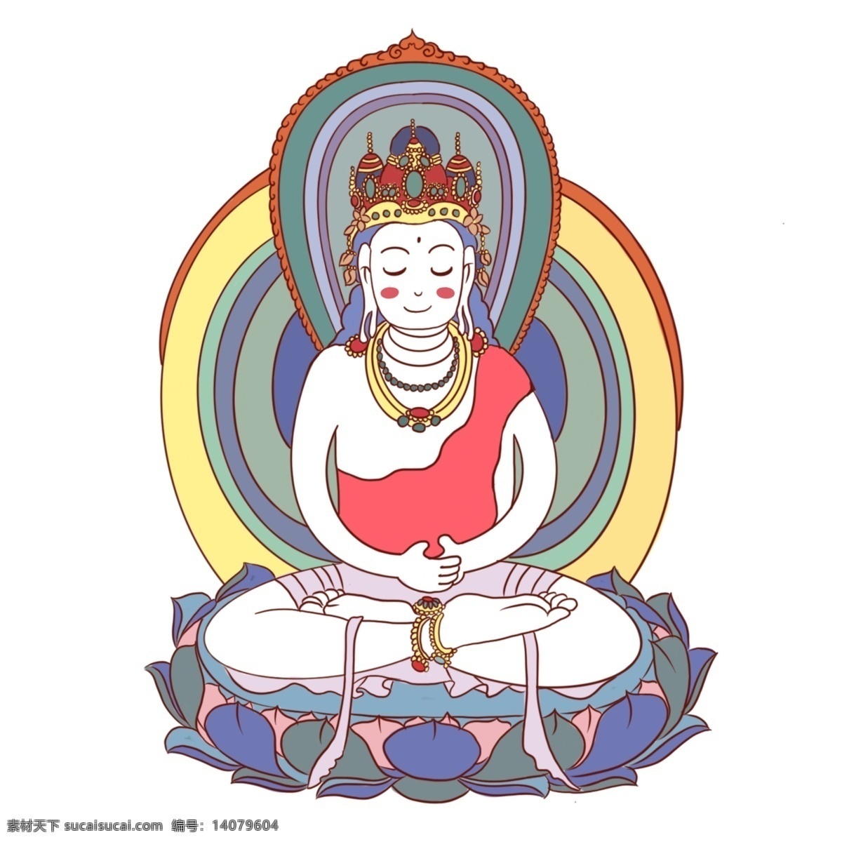 手绘 禅 佛 元素 卡通 佛像 菩萨 禅佛 卡通佛祖 唐卡