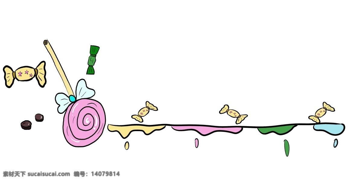 卡通 糖果 分割线 插画 粉色 棒棒糖 甜食分割线 装饰分割线 圆形 立体分割线 漂亮的分割线