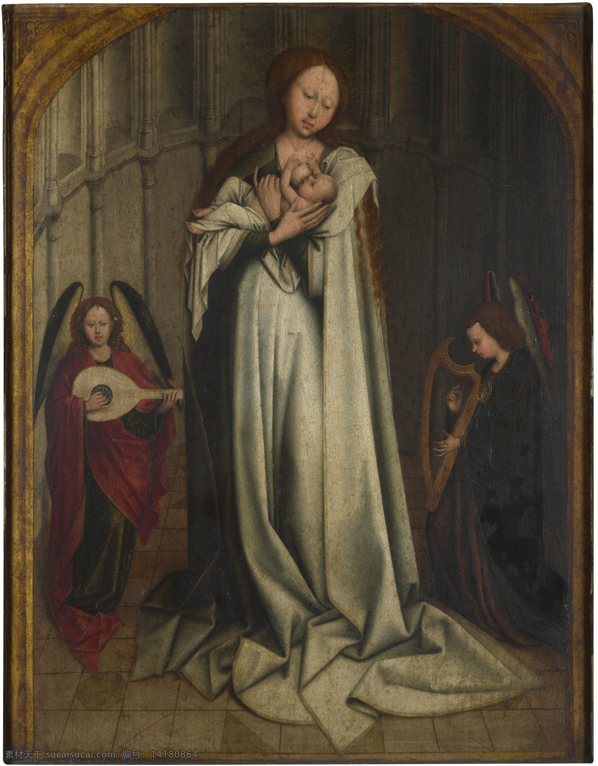圣母与天使 世界名画 油画 西方油画 西方文化 绘画艺术 基督教 宗教绘画 圣母玛利亚 天使 书画文字 文化艺术 黑色