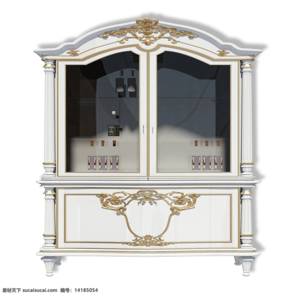 欧式 白色 雕花 柜子 家具 玻璃 展示柜