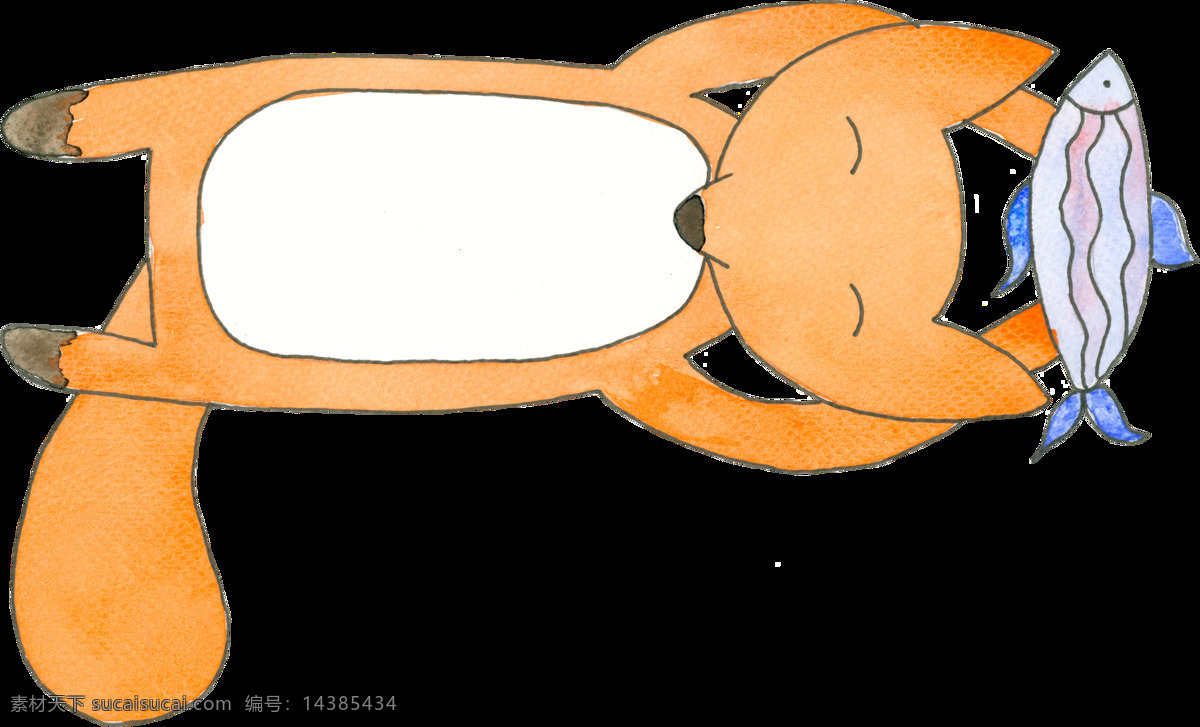 可爱 吃饭 狐狸 卡通 透明 食物 设计素材 背景素材