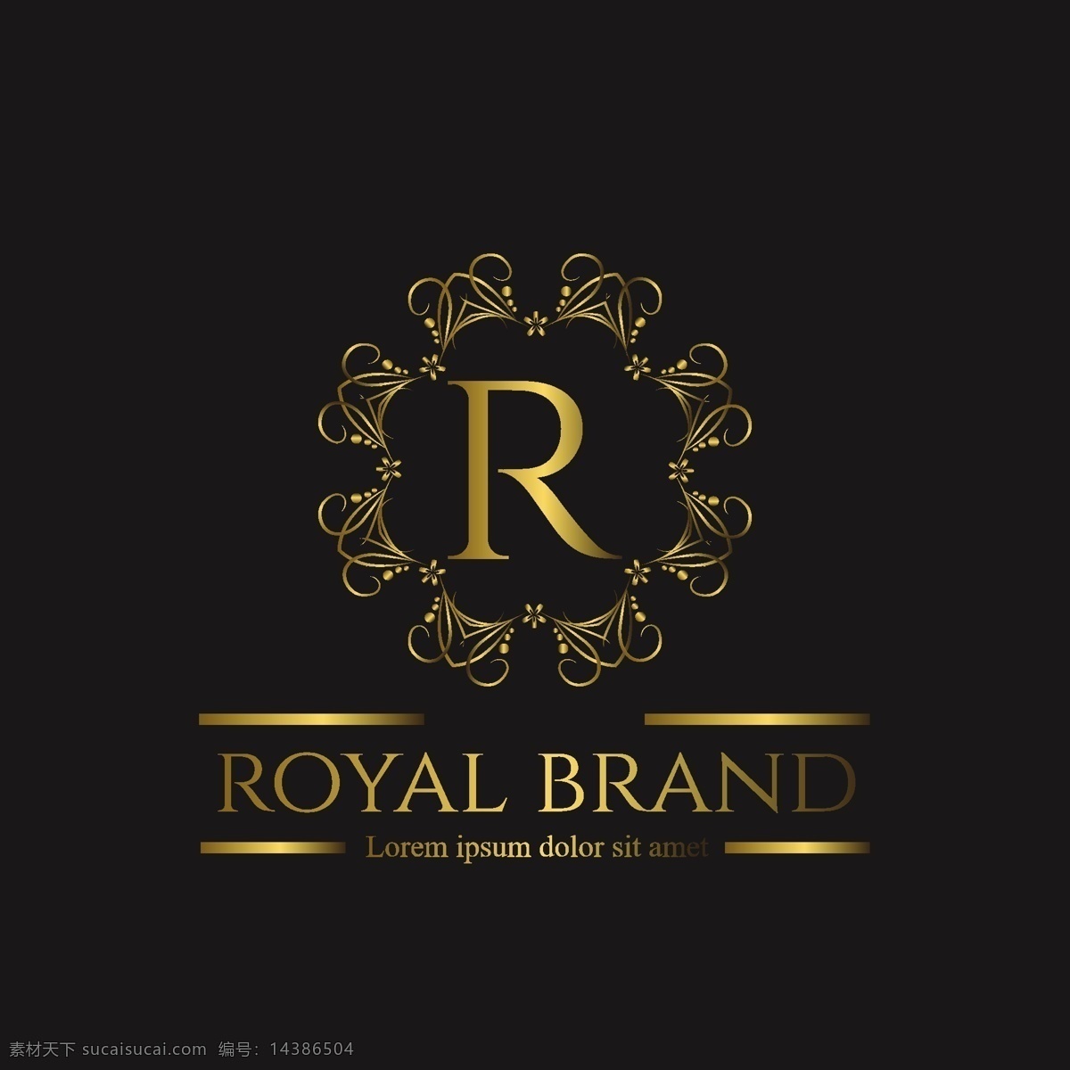 金色 复古 字母 边框 标志 装饰 圆形 豪华 尊贵 logo设计