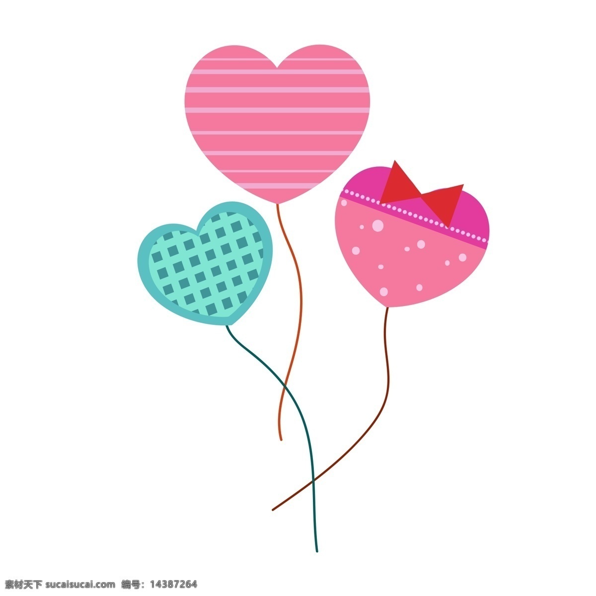 情人节 心形 气球 装饰 手绘心形气球 情人节气球 情人节装饰 浪漫节日 红色心形气球 情人节插画