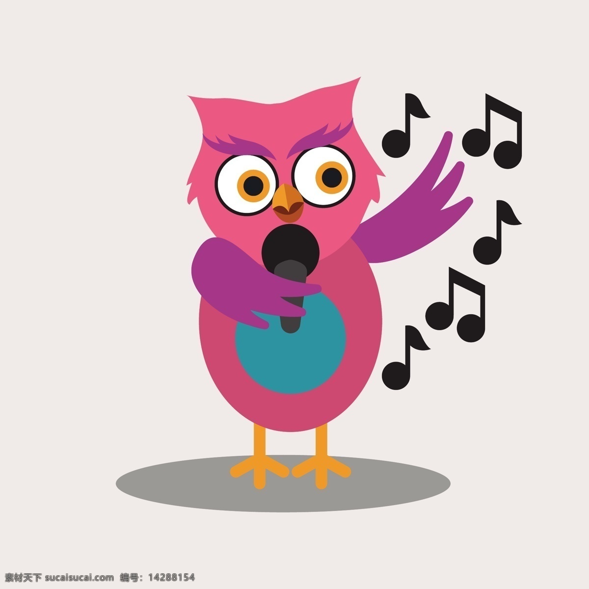 猫头鹰 卡通 人物 可爱 歌手 音乐 动物 音符 爱情 鸟类 七彩 宠物 音乐笔记 麦克风 唱歌 可爱的动物 可爱的小鸟