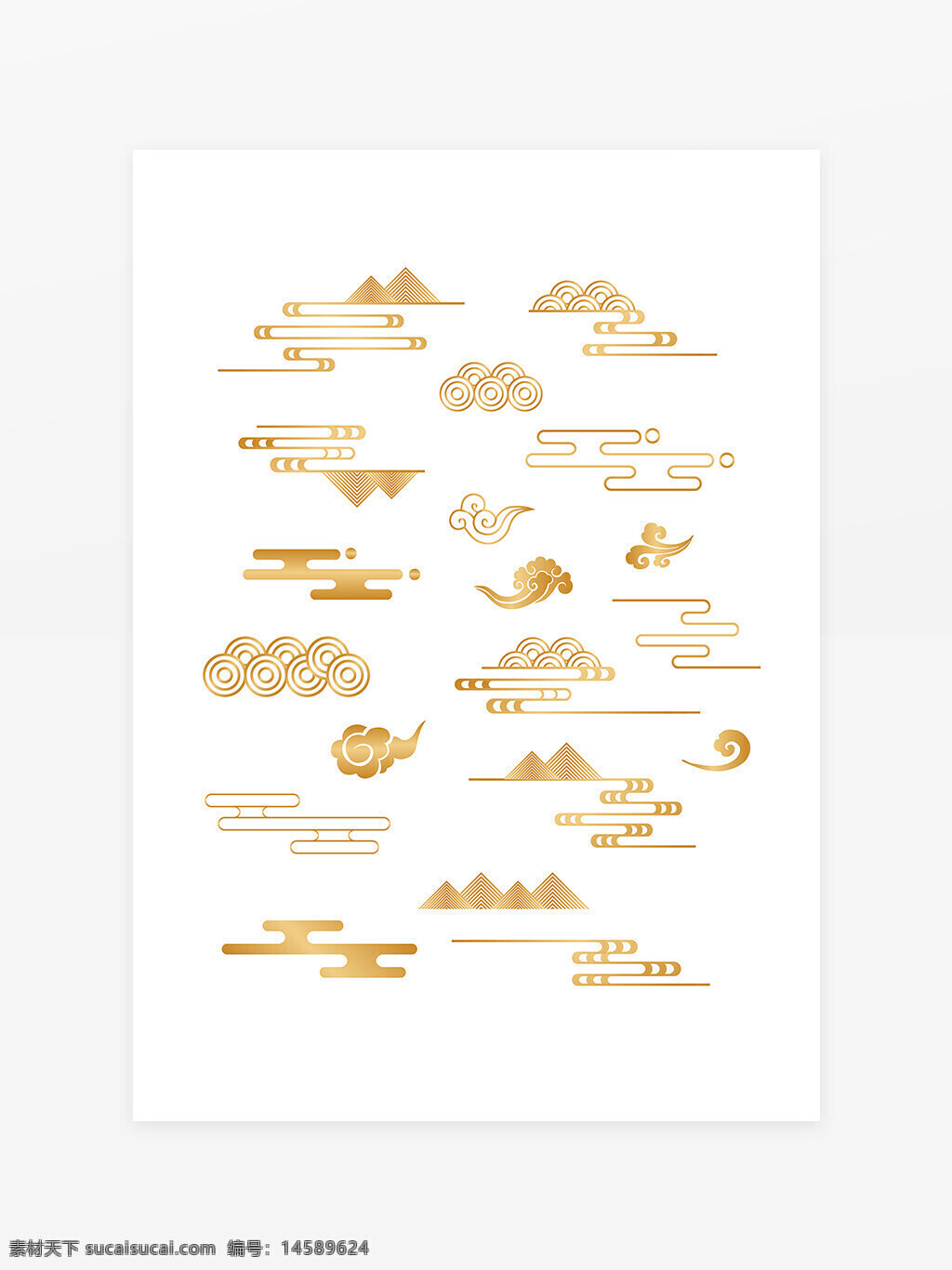 古典 云纹 金色 装饰图案 东方风格 传统艺术 中国风 日本风 线条 山峰 风景 元素 背景设计 图形设计 视觉艺术 文化 纹线 条祥