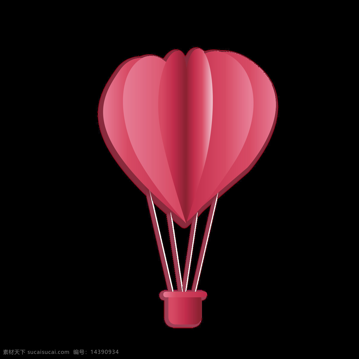 热气球 红色 爱心 立体 海报 png格式