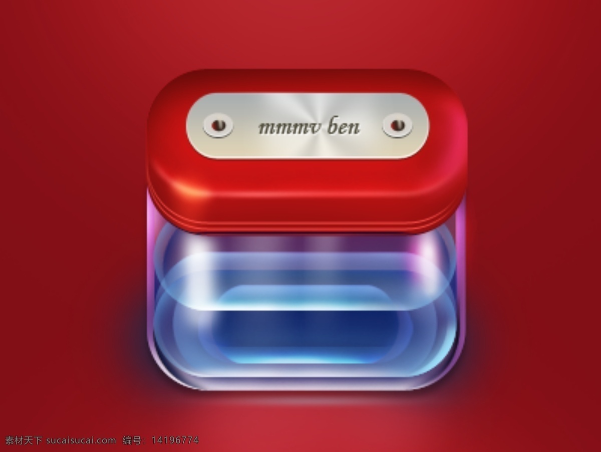 精致 透明 盒子 ui 图标 3d 玻璃 红色 立体 手机 app app图标