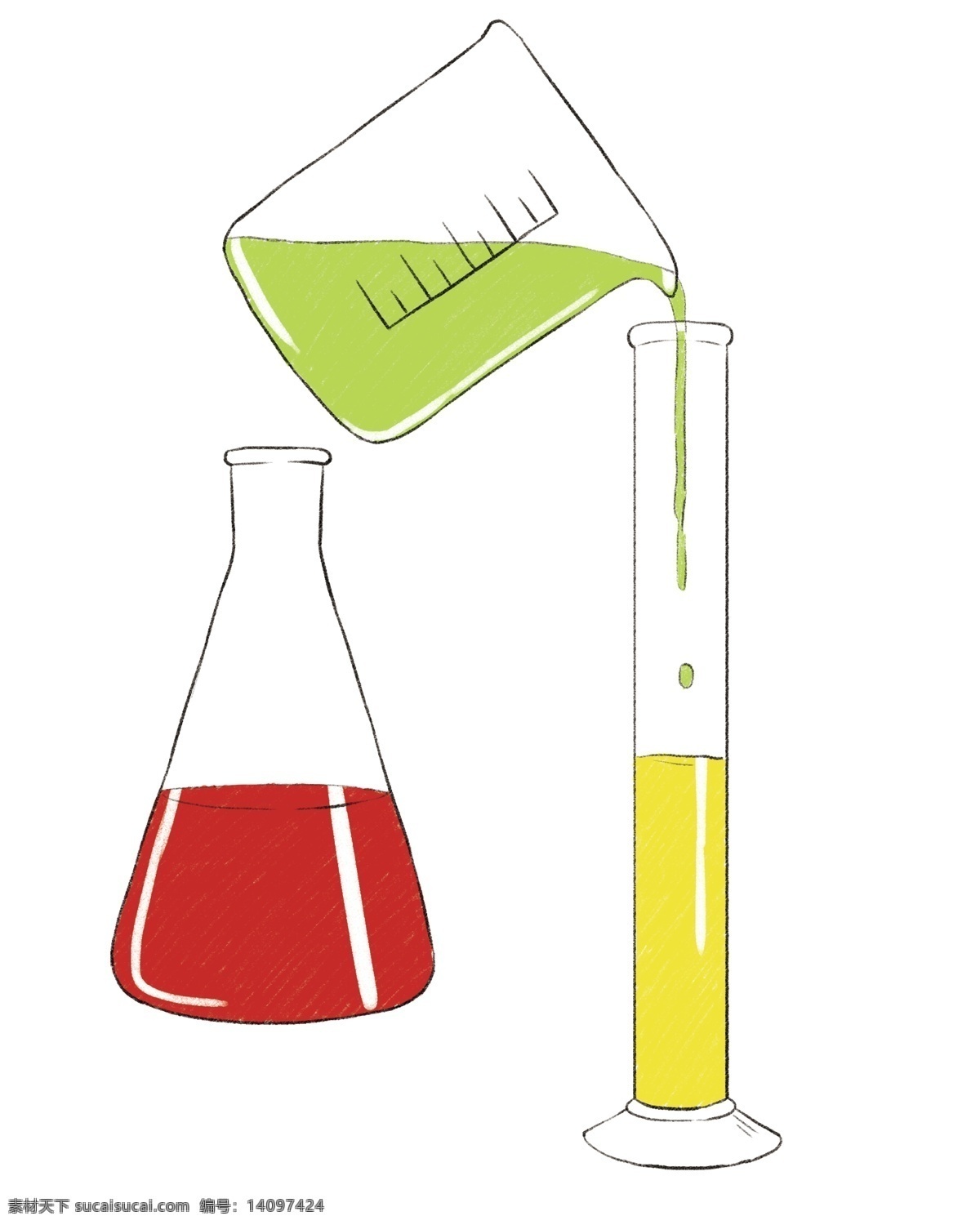 化学实验 用品 插图 白色试管 绿色液体 化学器材 化学课堂 教学仪器 仪器图案 仪器装饰 化学仪器