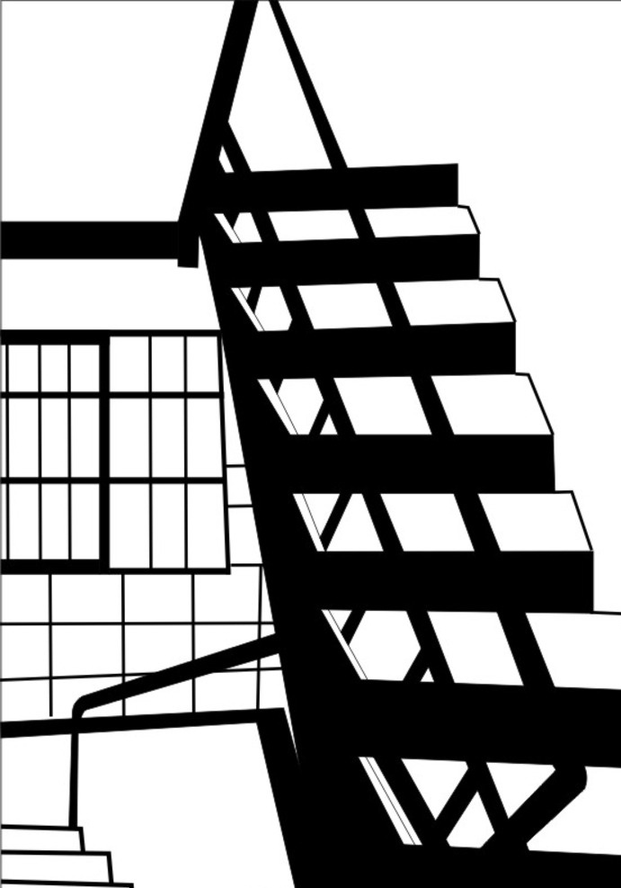 卡通楼梯 卡通 楼梯 透视 三大构成 线与面结合 矢量图